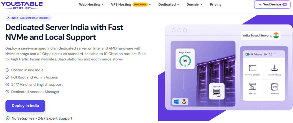 YouStable Dedicated Server India